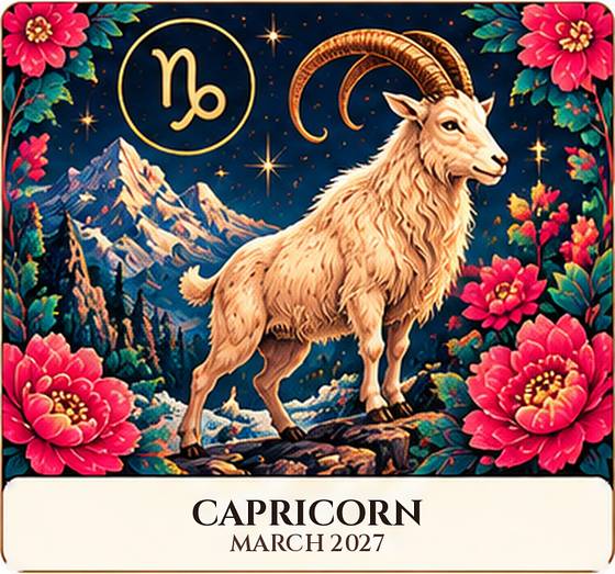 Capricorn March 2027 horoscope: floral zodiac card