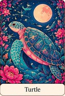 Turtle spirit animal: tarot-style illustration