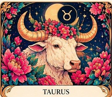 Taurus zodiac sign: floral tarot card